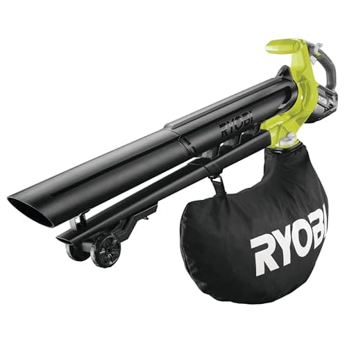 RYOBI Aspirateur Souffleur Broyeur sans Fil 18V One+ OBV18 – Vitesse 201 km/h, Sac 45L, Fonction Broyage – Nettoyage Feuilles, Déchets Verts – Batterie Non Incluse