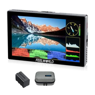 FEELWORLD P6X Moniteur Caméra Écran Tactile 5.5 Pouces 1000Nit Moniteur de Champ de caméra avec 4K 60HZ 3DLUT HDR Forme d'onde Boîtier Aluminium 9:16 Marqueur,Inclut Batterie et Sac