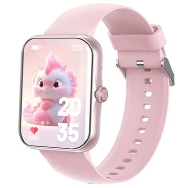 Fitness Tracker Montre Connectée Enfant, 1,83" Smartwatch Montre Intelligente avec 100+ Modes de Sport Bluetooth Podomètre Moniteur de Sommeil Cadeau Ado Garçon Fille 6-16 Ans,Glossy Pink