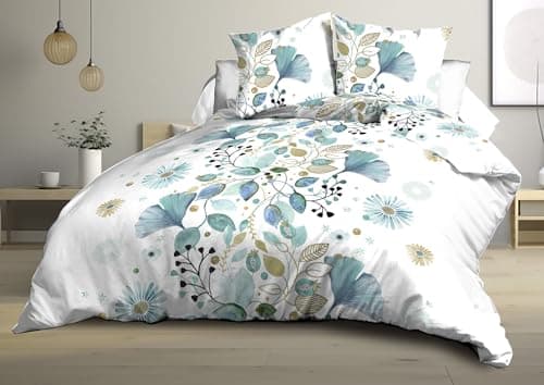 Housse de Couette 220x240 + 2 taies - Microfibre - Bloom, Bleu