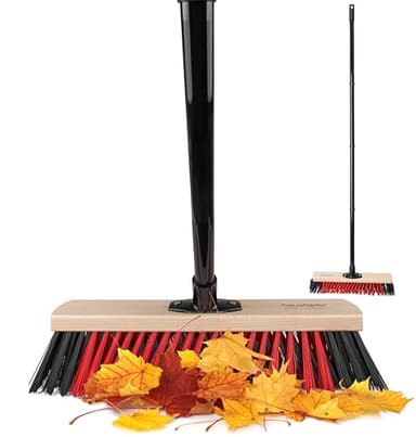 Hausfelder Balai Exterieur avec Manche, Balai cantonnier 40 cm, Balai terrasse et Jardin, Balai Exterieur Poil Dur