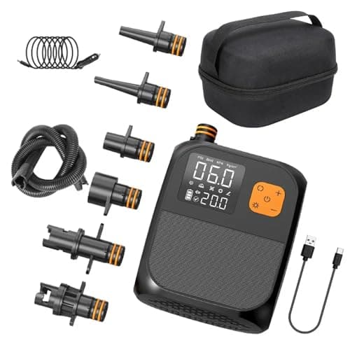 Pompe à pagaie électrique 8000 mAh 25 psi, 80 W 120 l/min rechargeable, pompe à air portable SUP, écran tactile LED, gonflage et dégonflage, convient pour kayaks, voiles et appareils électriques Sup