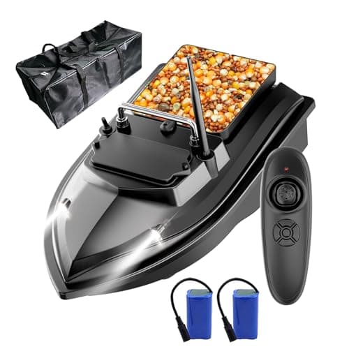 CTLNEON Bateau à appâts de pêche 500M RC Bateau à appâts de pêche 2KG Chargement avec Sac à Main Dispositif d'alimentation de Poisson 500M Distance 2kg Chargement d'appât Bateau télécommandé