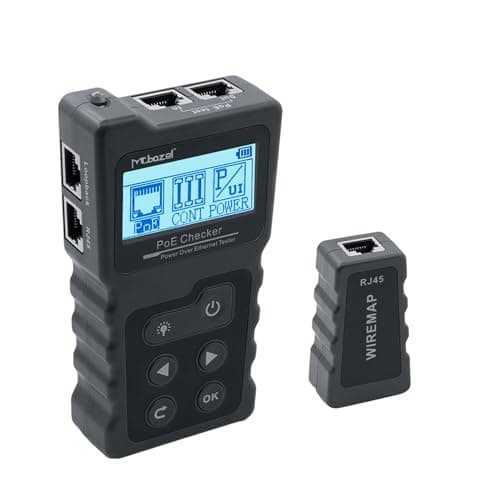 Mcbazel Testeur de Réseau RJ45 avec Testeur de Câble LCD, Testeur de tension Testeur pour test POE, Instrument de Mesure de Réseau Testeur de Puissance de Ligne
