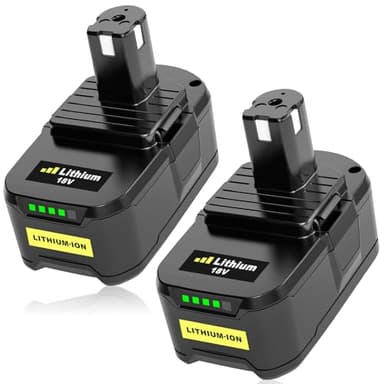 2X Remplacement pour Ryobi 18V Batterie 5.0Ah RB18L50 RB18L40 RB18L25 RB18L15 RB18L13 P108 P107 P122 P104 P105 P102 P103 (Noir Vert)