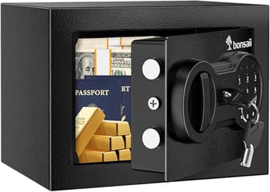 Bonsaii Petit coffre-fort domestique 6,6 L avec clavier électronique, coffre-fort dissimulé avec clé en acier, mini coffre-fort pour la maison, le bureau et l'hôtel
