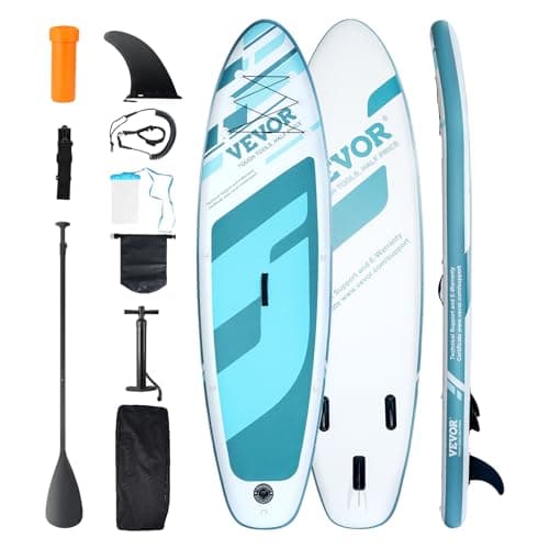VEVOR Paddle Gonflable, 3048x838x152 mm, Planche à Pagaie Debout Sup avec Accessoires de Planche, Pompe, Pagaie, Aileron, Sacs, Laisse de Cheville, Kit de Réparation, Pont Antidérapant pour Jeunes