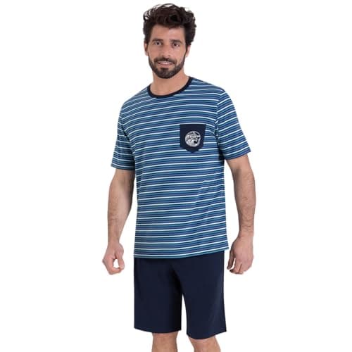 Athena Homme Rayures Waves 7p72 Ensemble De Pijama, Bleu/Marine, L EU