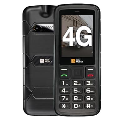 AGM M9 4G Téléphone Portable Senior Débloqué avec Grandes Touches | Robuste Étanche IP68 | Double SIM | Numérotation Rapide | Ergonomique | Téléphone Incassable Pas Cher Écran 2,4 Pouces Noir