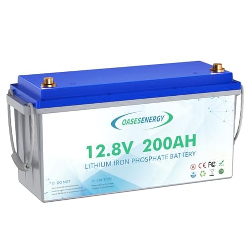 Oasesenergy Batterie Lithium LiFePO4 12V 200Ah, BMS 200A Intégré,Basse température Coupure, 4000+ Cycles pour Caravanes, Camping-Cars, Maison Solaire, Hors-Réseau,Bateaux