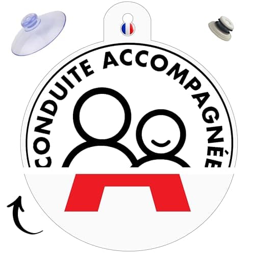 Reversible 2 en 1 Disque Conduite ACCOMPAGNEE et Disque A | Surface REFLECHISSANTE Nuit | Anti VOL & UV | Module Fixe & Ventouse | INDEFORMABLE | Homologue Ø 15 CM | Marque Francaise