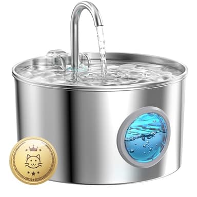 Fontaine a Eau Chat INOX: 2,2L Fontaine à Eau pour Chat - Distributeur Chien Automatique - Silencieux Distributeur Chien - Gardez l’Eau Propre - avec Un Ensemble de Filtre