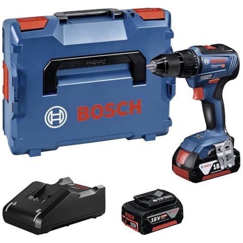 Bosch Professional 18V System Perceuse-visseuse sans fil GSR 18V-55 (2 batteries 18V 4.0 Ah, chargeur rapide GAL 18V-40, dans une L-Boxx) 06019H5200 Bleu