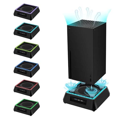 Mcbazel Xbox Series X Support de Refroidissement avec Lumière RVB/Fonction de Refroidissement Réglable/Indicateur LED/Ports USB 3.0/USB 2.0 pour Xbox Série X