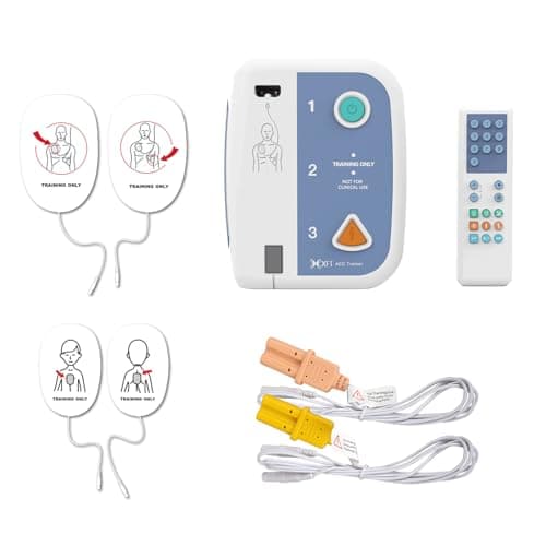 Défibrillateur de Formation, Appareil d'Entraînement de Défibrillateurs, 10 Scénarios Différents, Instructions Vocales en Français/Polonais avec Télécommande pour Formateur Défibrillateur (XFT-120C+)
