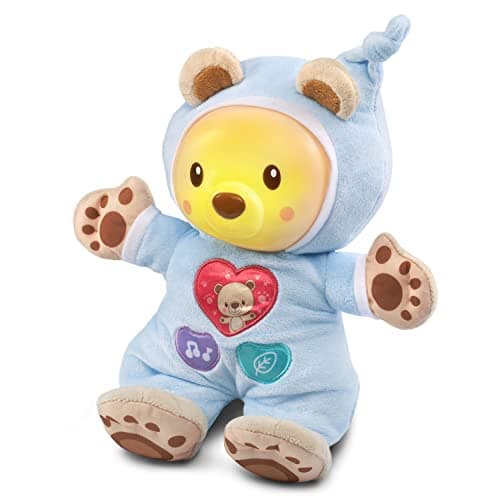VTech - Léon, Mon Lumi Ourson, Poupée Doudou Bébé, Veilleuse Réglable, Jouet Musical Bébé, Musique Douce, Berceuses et Sons de la Nature, Cadeau de Naissance - Contenu en Français