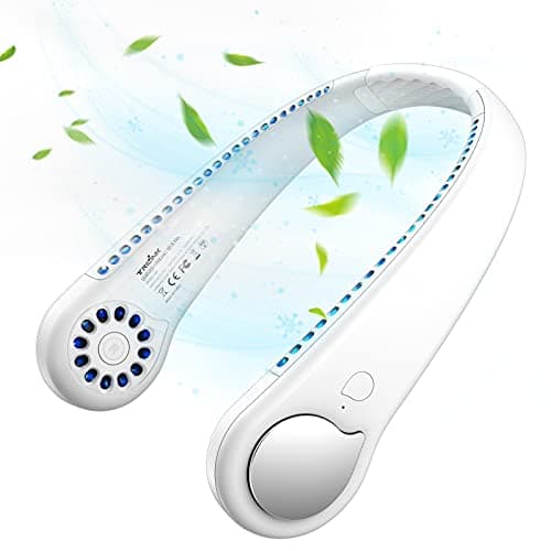 TRILINK Ventilateur de cou portable sans pales avec flux d'air à 360 °, mini ventilateur électrique rechargeable par USB, ventilateur personnel mains libres, petit ventilateur de refroidissement
