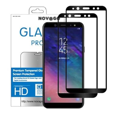 NOVAGO Compatible avec Samsung Galaxy A6 Plus 2018 /A8 Plus 2018 -Pack de 2 Couverture Complète Film Protection Ecran Vitre HD, sans Bulles, Facile à Installer Dureté 9H pour