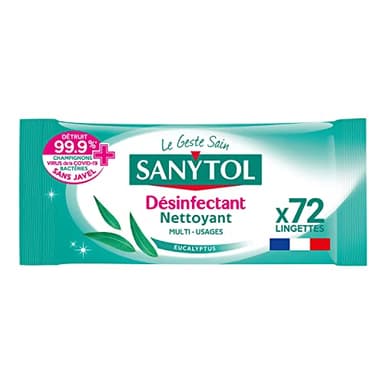 Sanytol - Lingettes Multi-Usages Désinfectantes Eucalyptus x 72 lingettes