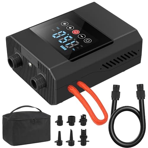 Diealles Shine Gonfleur Electrique Paddle 12000mAh, 20PSI Gonfleur Matelas Gonflable et Fonction D'arrêt Automatique -12V Connecteur de Voiture, pour Planches Gonflables Stand Up Paddle, Bateaux