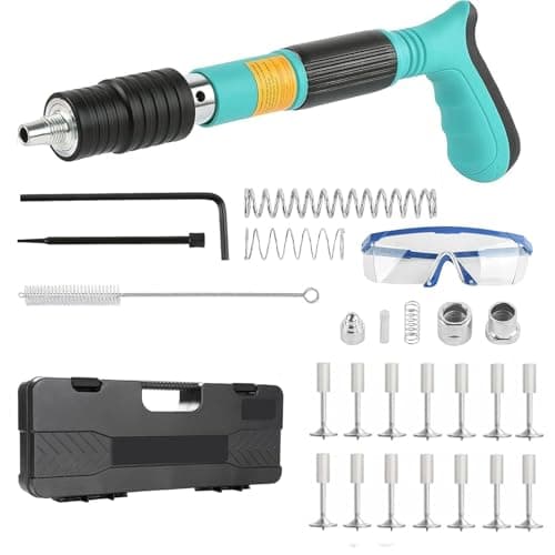 Cloueuse Rivet Gun avec 110 clous ronds, cloueuse electrique, pistolet à ongles portable, silencieux réglable, pistolet à ongles, pistolet à ongles, pistolet à ongles,cloueur beton (bleu)