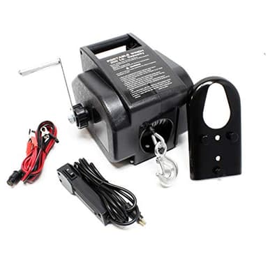 Wiltec Treuil électrique - 12 V - Traction jusqu’à 4990 kg - Cabestan à câble 10,5 m avec Manivelle - Outil Remorque Bateau Remorquage Halage