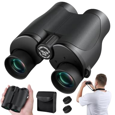 Jumelles 16 x 32 pour adultes et enfants – Jumelles compactes super lumineuses haute puissance avec vue confortable, jumelles légères pour l'observation des oiseaux, la chasse, les voyages, la