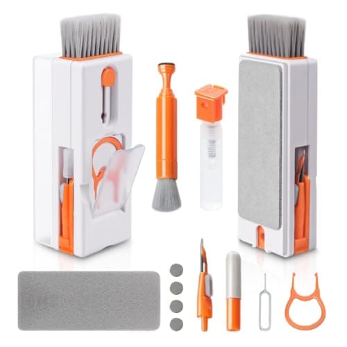 Alyvisun Kit Nettoyage Clavier, 11 en 1 Nettoyeur Claviers PC Multifonctionnel, Keyboard Cleaner Brosse à Outils, pour Tablette, Téléphones, Ordinateur, Écouteurs, Orange