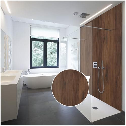 WALLando Panneau mural de douche (Chêne Cantania/250x100cm) – Panneau en PVC facile à installer & résistant à l'humidité – Revêtement mural premium – Fabriqué en Allemagne