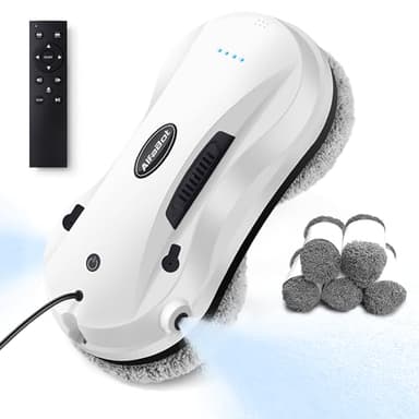 AlfaBot X7 Robot Lave-vitres, Robot électrique pour Nettoyage de Fenêtre avec Télécommande, Lave-vitres avec Réservoir d'eau pour Lave Toutes Les Surface Lisse, Pulvérisation Automatique