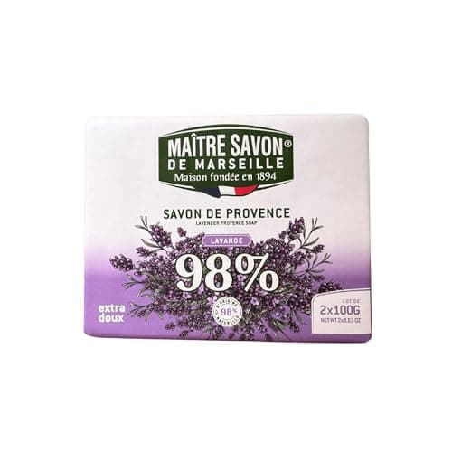 Maître Savon de Marseille - Savon de Provence Lavande – Extra Doux – 2x100g – 99% Ingrédients Naturels – Corps & Mains
