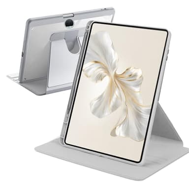 A-BEAUTY Coque Compatible avec Honor Pad 9 12,1" 2023 avec Porte-Stylo, Veille/Réveil Automatique, Coque Translucide Rotative pour Honor Pad 9, Gris