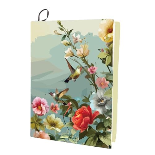 craspire Humming Bird Couverture de Livre Extensible Couverture Florale de Fleur Lavable réutilisable Grande Pochette de Livre en Nylon Protecteur de Livre enveloppes de Cahier élastiques