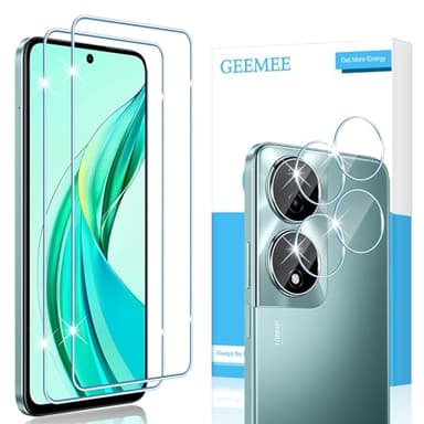 GEEMEE Verre Trempé pour Honor 90 Smart/Honor X7B, 2+2 Pièces Protecteurs d'écran et Caméra Arrière Protecteur, 9H Dureté HD sans Bulles Anti-Rayures Vitre Trempé Film