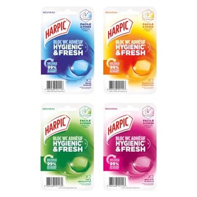 Harpic - Lot découverte Harpic bloc WC adhésif Hygienic & Fresh, 4x2 blocs