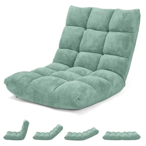 COSTWAY Canapé Paresseux Tatami Pliable Chaise de Plancher Coussin de Chaise de Lit Siège de Sol pour Maison, Bureau 105 x 57 x 15 CM (Vert Clair)