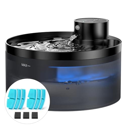 Fontaine a Eau Chat sans Fil: avec 6 Filtres + 3 éponges - Fontaine à Eau pour Chat à Pile - 3,2 L Fontaine Eau Chat - Detecteur de Mouvement - 4200 mAh - Fonctionnement Silencieux - sans BPA