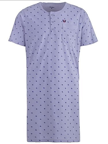 Henry Terre Chemise de nuit d'été à manches courtes pour homme Taille M à 3XL, gris, XXL