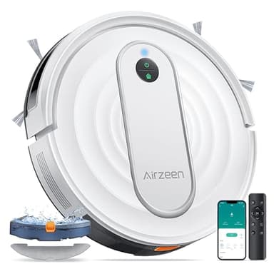 Airzeen Aspirateur Robot,4000PA Robot Aspirateur Laveur avec Nettoyage,Télécommande/Contrôle APP,Ultra Fin et Silencieux, Recharge Automatique,Adapté aux Poils d'animaux et aux Tapis