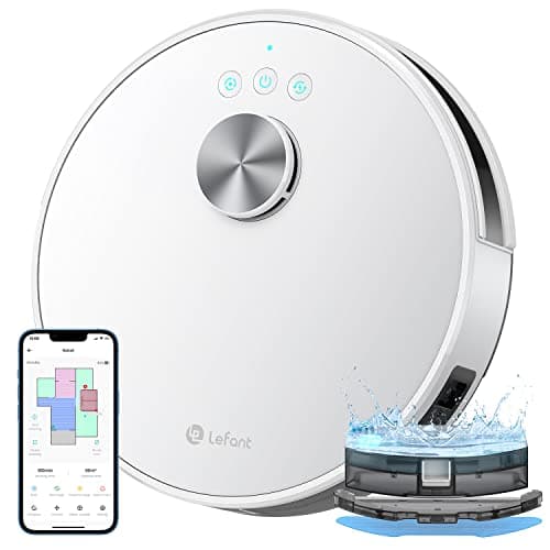 Lefant 4000Pa 2 in 1 Robot Vacuum Cleaner, LiDAR Navigation, Multi-Stage Mapping, Virtual Areas, Robot Vacuum Cleaner Connected by Alexa/APP/WiFi, Ideal for Pet Hair Carpets Hard Floors, M1