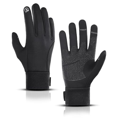 LERWAY Gants d'hiver Chauds à Ecran Tactile Noirs pour Hommes Femmes Gants Antidérapants Coupe-Vent Gants pour Sports Course Conduite VTT Escalade Randonnée Résistants à l’Eau