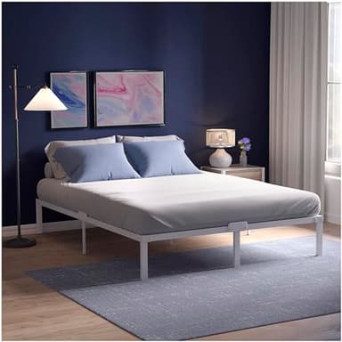 Dreamzie Cadre de Lit 160x200 avec Sommier en Métal Blanc - Sommier 160x200 avec Pieds - Hauteur de 41 cm - Resistant, Assemblage Facile, Grande Capacité de Rangement