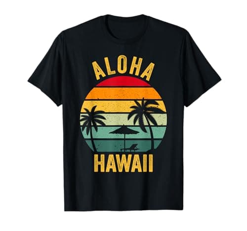 Aloha Hawaï Vacances en famille rétro coucher de soleil île hawaïenne T-Shirt