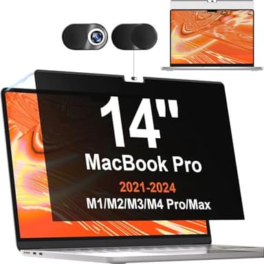 Magnétique Filtre de Confidentialité pour MacBook Pro 14 Pouces(2021-2024, M1-M4), Anti-Espion/Bleu-Lumière Filtre ecran Confidentialité, Amovible Filtre écran Premium pour Macbook Pro 14.2 Pouces