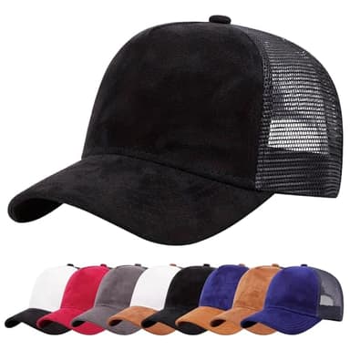 Enwokran Casquette de Baseball, Unisexe Respirant Couleur Unie Maille Dos Réglable Fermeture Snapback Anti UV Golf Voyages Sport Chapeau (Noir)