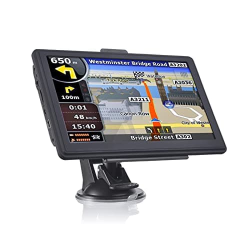 Navigateur GPS pour Voiture, 7 "Pouce Quad Noyau 8g / 16g Auto GPS Navigation Sat Na Avisé Bluetooth WiFi FM Emetteur Bundle Free Maps pour Voiture, Camion, Camping-Car(Android4.4 8G BT)