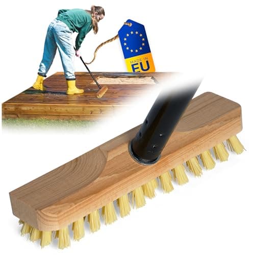 Brosse à récurer en bois avec poils - Avec filetage et manche à vis - 4 pièces - Brosse à récurer PPN - Idéale pour nettoyer le balcon, la terrasse, le jardin, l'intérieur et l'extérieur