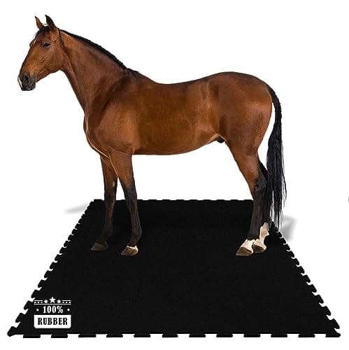 KARAT Puzzle Tapis d'écurie en caoutchouc – 182 x 122 cm – Tapis de cheval imperméable avec drainage pour écurie, boîte à chevaux, paddock – Pontiac (interlock des quatre côtés)