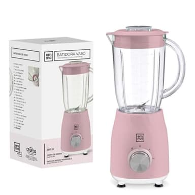 Blender en verre EMMA - Envoi 24h - Turbo de haute puissance, faible consommation, haute performance - Maison et hôtellerie - Nettoyage facile - Antichoc (rose)