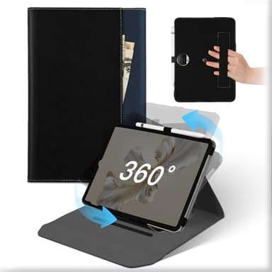 MAMA MOUTH Coque pour Honor Pad 9 12.1 Pouces 2023 Tablette, Housse Cuir Support Rotative 360°et Amovible avec Porte-Crayon & Poche, Flip Etui Antichoc pour Honor Pad 9 2023 Noir Bleu